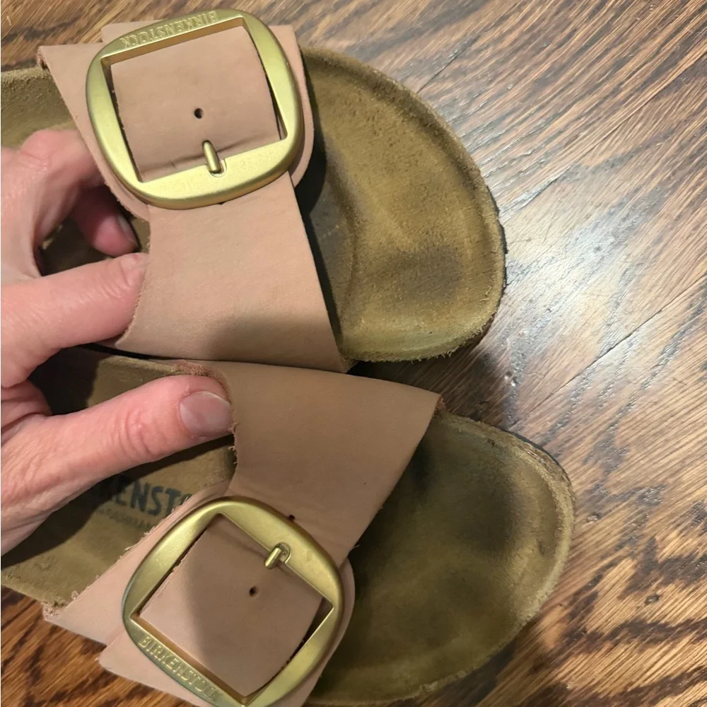 Birkenstock Madrid Big Buckle Strap Sandals in Barbie Pale Pink with Gold Buckle - Picture 5 of 5